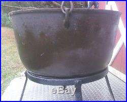 Antique HUGE Footed Cast Iron Cauldron (D. R. Sperry)Batavia, Ill. Forged Base Ring