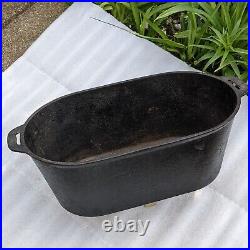 Antique Large Cast Iron Footed Oval Turkey Roaster Deep Fryer Boiler Gate Marked