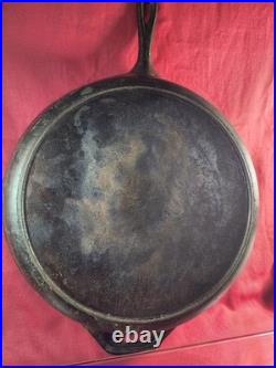 Antique Lodge Cast Iron Skillet No14 -15.5 Early 1900s Unbroken Heat Ring. Flat