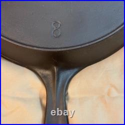 Antique National #8 cast iron skillet with heat ring. Arc logo. Restored