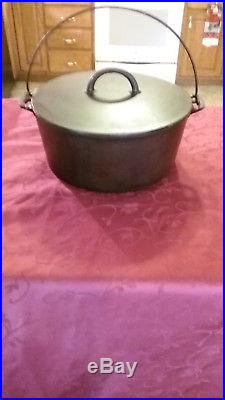 Antique Pre-Griswold ERIE #10 Dutch Oven w Lid Heat ring Bail handle Restored