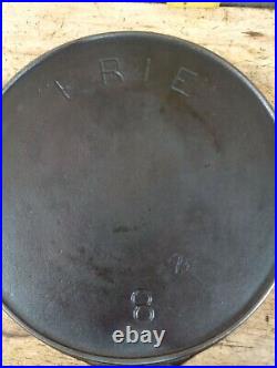 Antique Pre Griswold ERIE #8 Cast Iron Skillet Heat Ring Maker Mark Rare