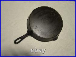 Antique Pre Griswold Erie #9 FLAT Cast Iron Skillet with Maker's Mark