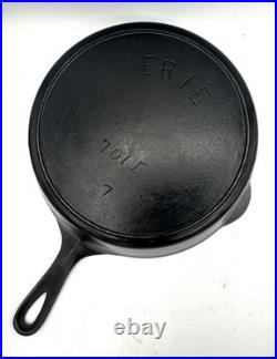 Antique Pre-Griswold Erie No. 7 Cast Iron Skillet Fully Restored Sits Flat