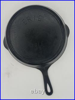 Antique Pre-Griswold Erie No. 7 Cast Iron Skillet Fully Restored Sits Flat