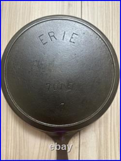 Antique Pre-Griswold Erie No. 7 Cast Iron Skillet with Heat Ring Fully Restored