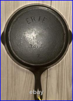 Antique Pre-Griswold Erie No. 7 Cast Iron Skillet with Heat Ring Fully Restored