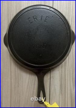 Antique Pre-Griswold Erie No. 7 Cast Iron Skillet with Heat Ring Fully Restored