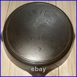 Antique Pre-Griswold Erie No. 7 Cast Iron Skillet with Heat Ring Fully Restored