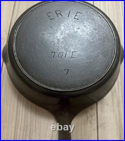 Antique Pre-Griswold Erie No. 7 Cast Iron Skillet with Heat Ring Fully Restored