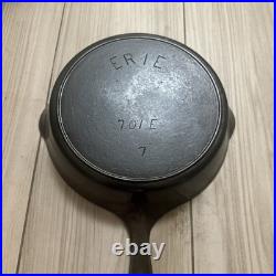 Antique Pre-Griswold Erie No. 7 Cast Iron Skillet with Heat Ring Fully Restored