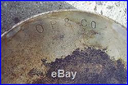 Antique Rare Op & Co Cast Iron SKILLET Frying Pan # 12 Heat Ring