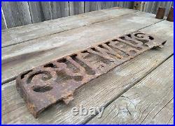 Antique Rustic Cast Iron Salvage Shelf Sign Jewel Stove Oven Furnace