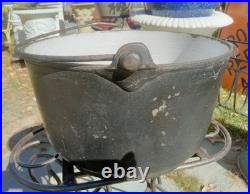 Antique S. P. & Co. Philadelphia Cast Iron 10 Qt Kettle Stock Pot 12.75 x 7.25