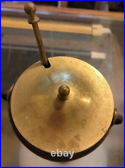 Antique Small Gypsy Pot Cauldron Cast Iron SMUDGE POT Brass Lid & Long Wand