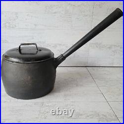 Antique Swain Cast Iron Pot Sauce Pan with Lid 3qt No 6 Long Handle Romany Gypsy