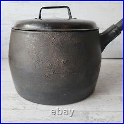 Antique Swain Cast Iron Pot Sauce Pan with Lid 3qt No 6 Long Handle Romany Gypsy