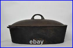 Antique Swedish Kockums 3L Oval Cast Iron Dutch Oven Roaster