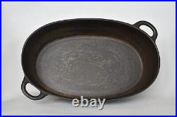 Antique Swedish Kockums 3L Oval Cast Iron Dutch Oven Roaster