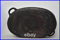 Antique Swedish Kockums 3L Oval Cast Iron Dutch Oven Roaster