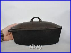 Antique Swedish Kockums 3L Oval Cast Iron Dutch Oven Roaster