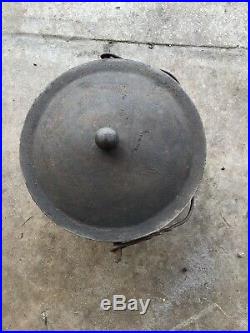 Antique Vintage Black Large Cast Iron Cauldron With Lid