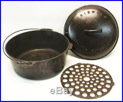 Antique/Vintage Griswold Cast Iron Dutch Oven #10 Tite Top Skillet/Pan & Trivet