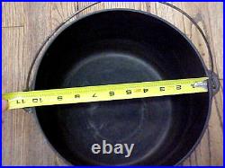 Antique Wagner Large Cast Iron Flat Bottom Soup Pot, Heat & Pouring Ring