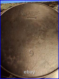Antique Wapak #9 Cast Iron Skillet-Z Logo No. 102-Sits Flat-c. 1903-1926 Nice