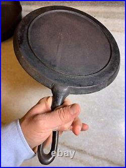 Antique c. 1800s Gate Scar Mark Gate-Mark Cast Iron Pan Skillet 10 Dead FLAT