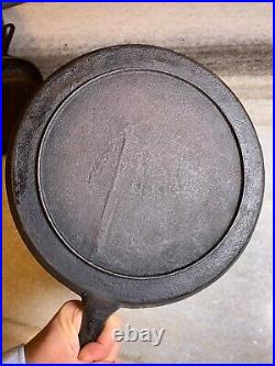 Antique c. 1800s Gate Scar Mark Gate-Mark Cast Iron Pan Skillet 10 Dead FLAT