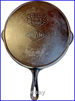 Antique c1910 Piqua Ware Miami Cast Iron Skillet Pan Thin Wall Restored Flat