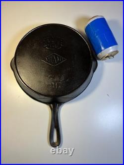 Antique c1910 Piqua Ware Miami Cast Iron Skillet Pan Thin Wall Restored Flat
