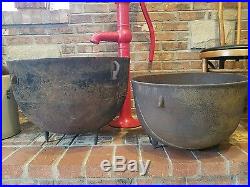 Antique cast-iron cauldron wash pot number 25 and number 15 with gate mark