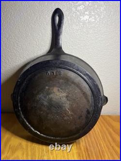 Antique cast iron skillet 8 LU fancy handle gate mark (read)
