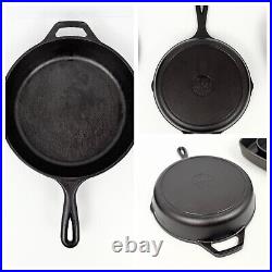 Assorted 8-Piece USA Cast Iron Cookware Set Skillets Griddles Includes Lid Lodge