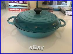 BRAND NEW! Le Creuset Cast Iron Braiser, Caribbean Teal