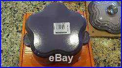 BRAND NEW Le Creuset Cast Iron Flower Dutch Oven Blue Bell Purple Very Rare