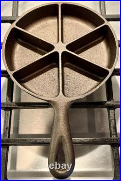 BSR #3 Cast Iron Corn Bread Skillet 6CBS, Pat. Pending, 6 Wedges, Solid Center