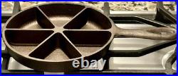 BSR #3 Cast Iron Corn Bread Skillet 6CBS, Pat. Pending, 6 Wedges, Solid Center