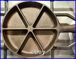 BSR #3 Cast Iron Corn Bread Skillet 6CBS, Pat. Pending, 6 Wedges, Solid Center