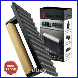Bacon Press- Enameled Anti Rust Cast Iron Grill Press- Meat Press- Burger Press