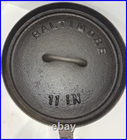 Baltimore Ironworks Cast Iron Spider Skillet with Lid 11 3 Leg Antique 1800s RARE