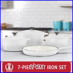 Basque Enameled Cast Iron Cookware Set, 7-Piece Set, Nonstick, Dutch Ovens