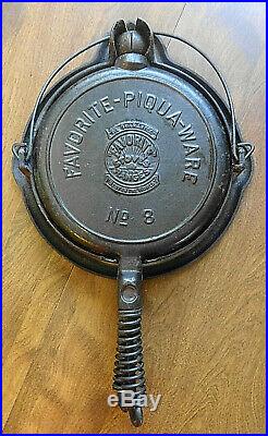 Best Antique Cast Iron Favorite Piqua-Ware No. 8 Waffle Iron with Base Cookware