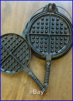 Best Antique Cast Iron Favorite Piqua-Ware No. 8 Waffle Iron with Base Cookware