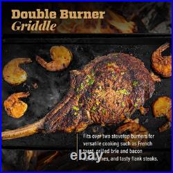 Blacklock 10x20 Cast Iron Double Burner Griddle Triple Seasoned & Easy Clean