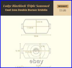 Blacklock 10x20 Cast Iron Double Burner Griddle Triple Seasoned & Easy Clean