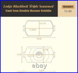 Blacklock 10x20 Cast Iron Double Burner Griddle Triple Seasoned & Easy Clean