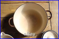 Brown Le Creuset Pot and Pan Set Cast Iron Enamelware